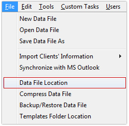 Data File Locaton Menu