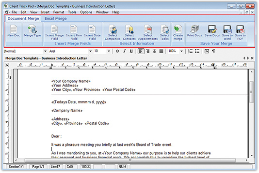 Document Merge Template