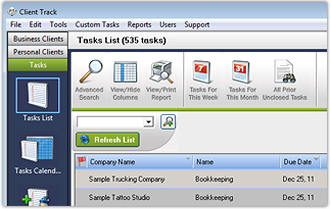 Client Tasks Screenshot