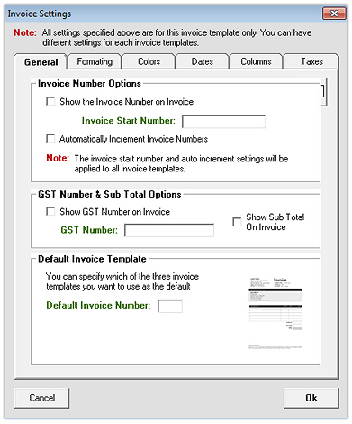 Invoice Settings