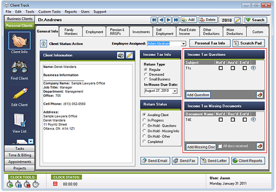 Personal Clients - Income Tax Questions/Documents