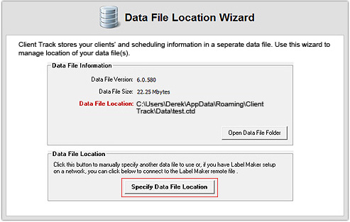 Specify Data File Location