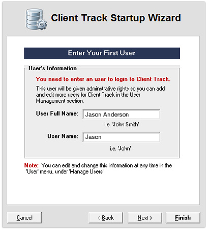 Startup Wizard - Add First User