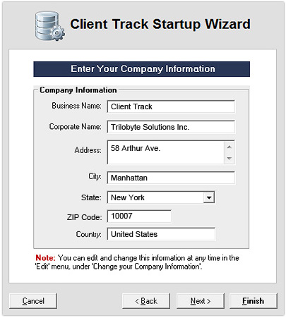 Startup Wizard - Company Information