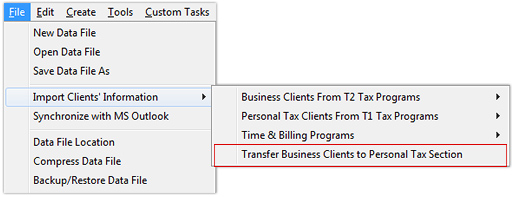 Transfer Business Clients to Personal Tax Link